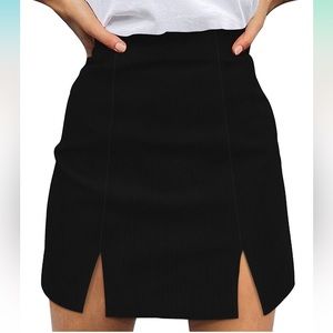 Corduroy split hem skirt